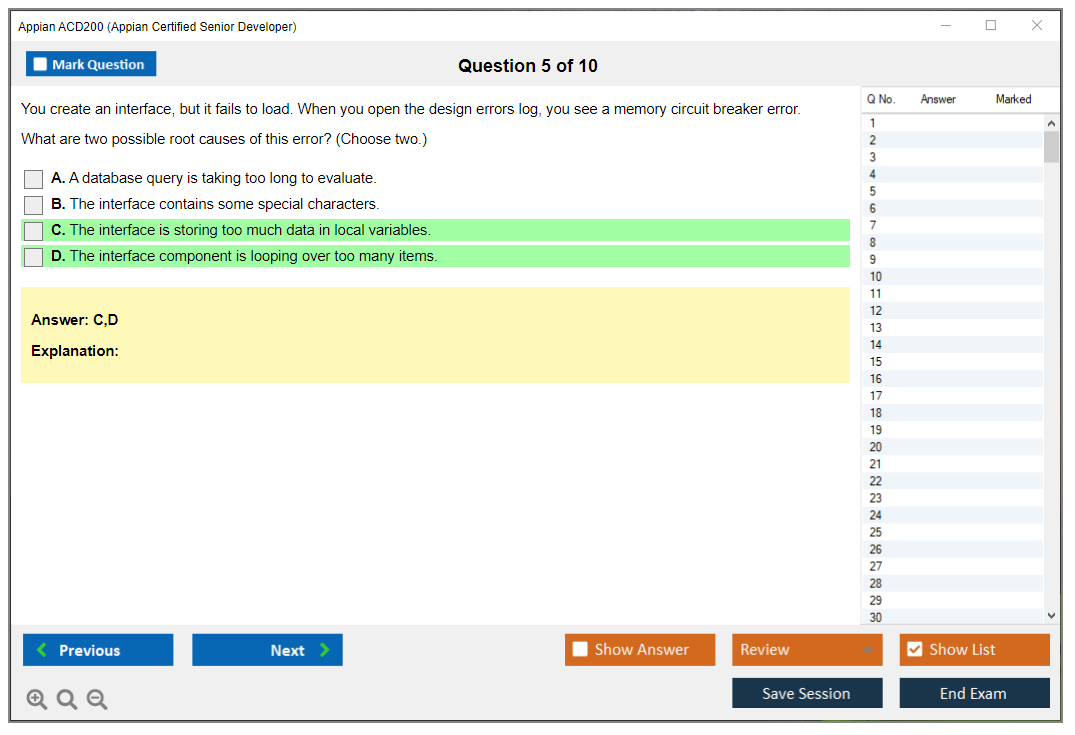 Appian ACD200 Appian Certified Senior Developer Practice test exam simulator test engine exam dumps questions answers Image 5