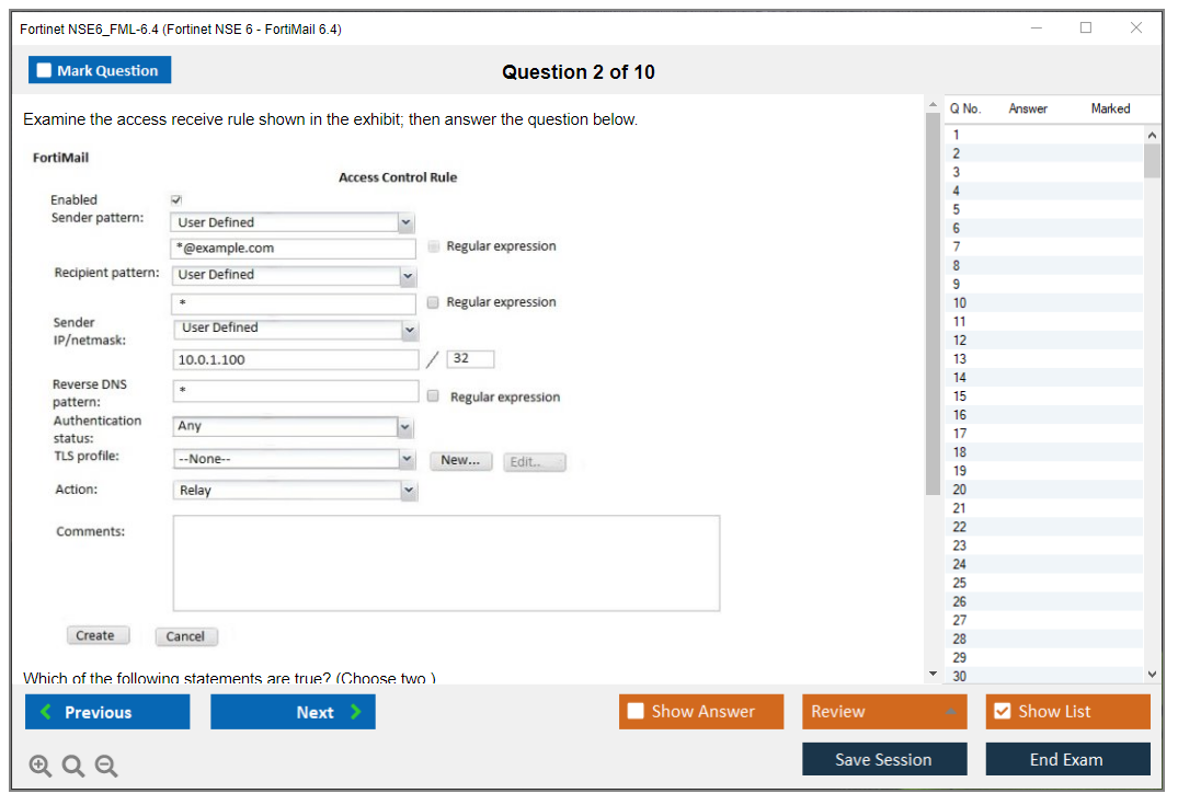 Fortinet NSE6_FML-6.4 Fortinet NSE 6 - FortiMail 6.4 Practice test exam simulator test engine exam dumps questions answers Image 2