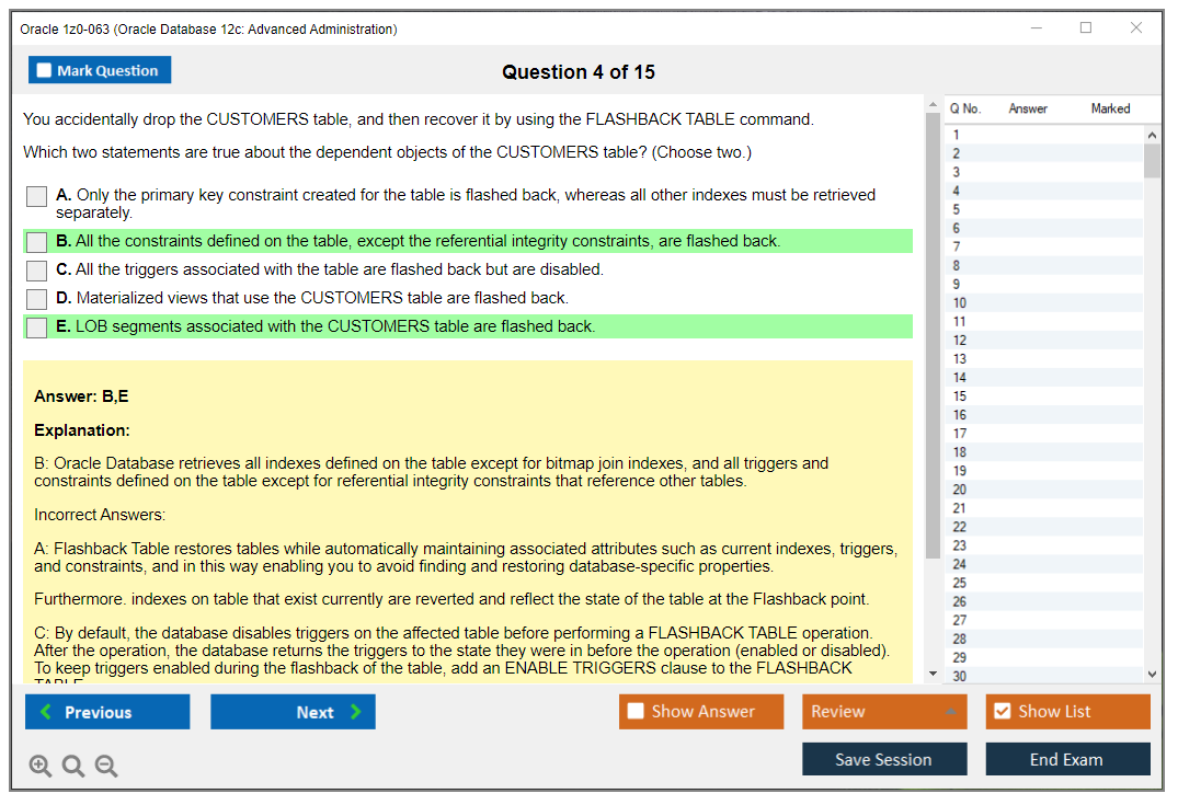Oracle 1z0-063 Oracle Database 12c: Advanced Administration Practice test exam simulator test engine exam dumps questions answers Image 4
