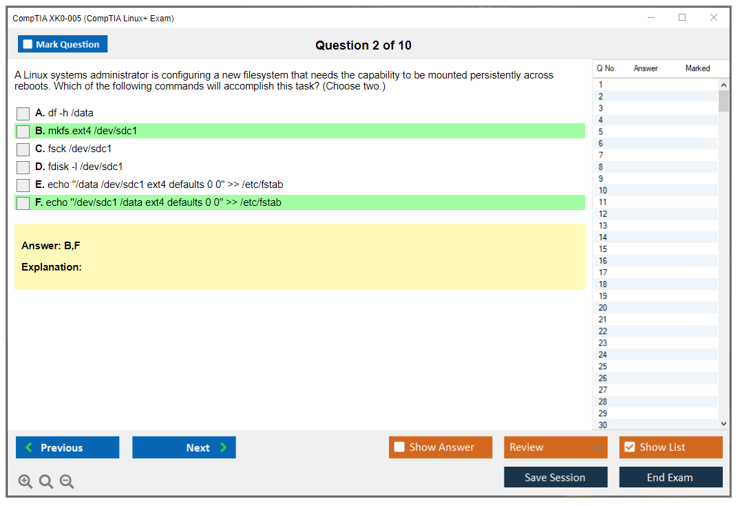 CompTIA XK0-005 CompTIA Linux+ Exam Practice test exam simulator test engine exam dumps questions answers Image 2