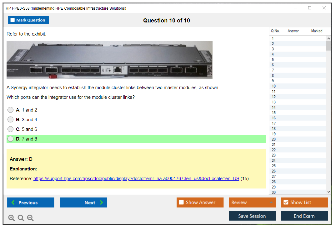 HP HPE0-S58 Implementing HPE Composable Infrastructure Solutions Practice test exam simulator test engine exam Prep practice test questions answers Image 10