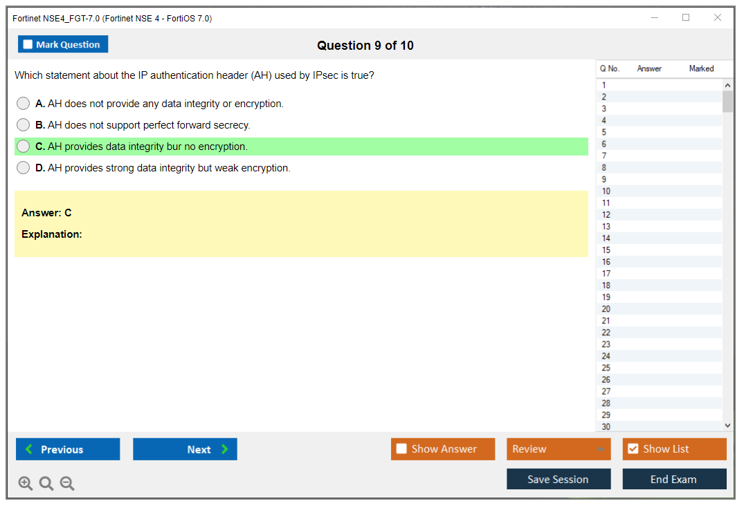 Fortinet NSE4_FGT-7.0 Fortinet NSE 4 - FortiOS 7.0 Practice test exam simulator test engine exam dumps questions answers Image 9