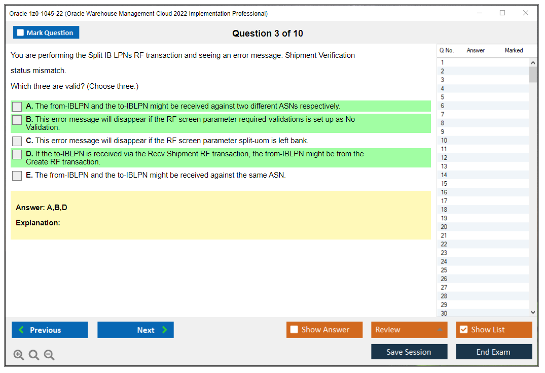 Oracle 1z0-1045-22 Oracle Warehouse Management Cloud 2022 Implementation Professional Practice test exam simulator test engine exam dumps questions answers Image 3