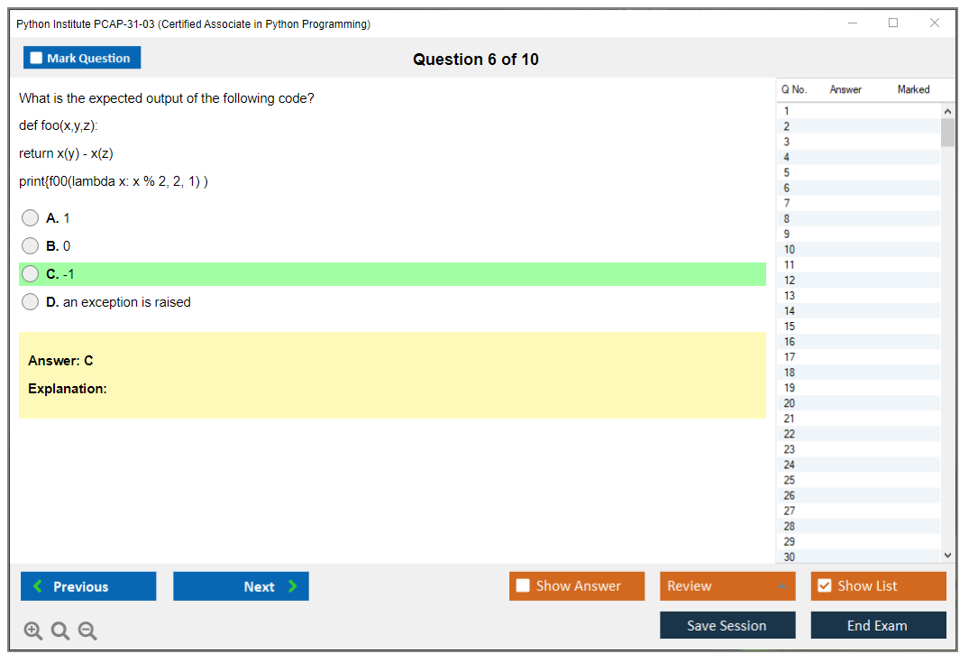 Python Institute PCAP-31-03 Certified Associate in Python Programming Practice test exam simulator test engine exam dumps questions answers Image 6