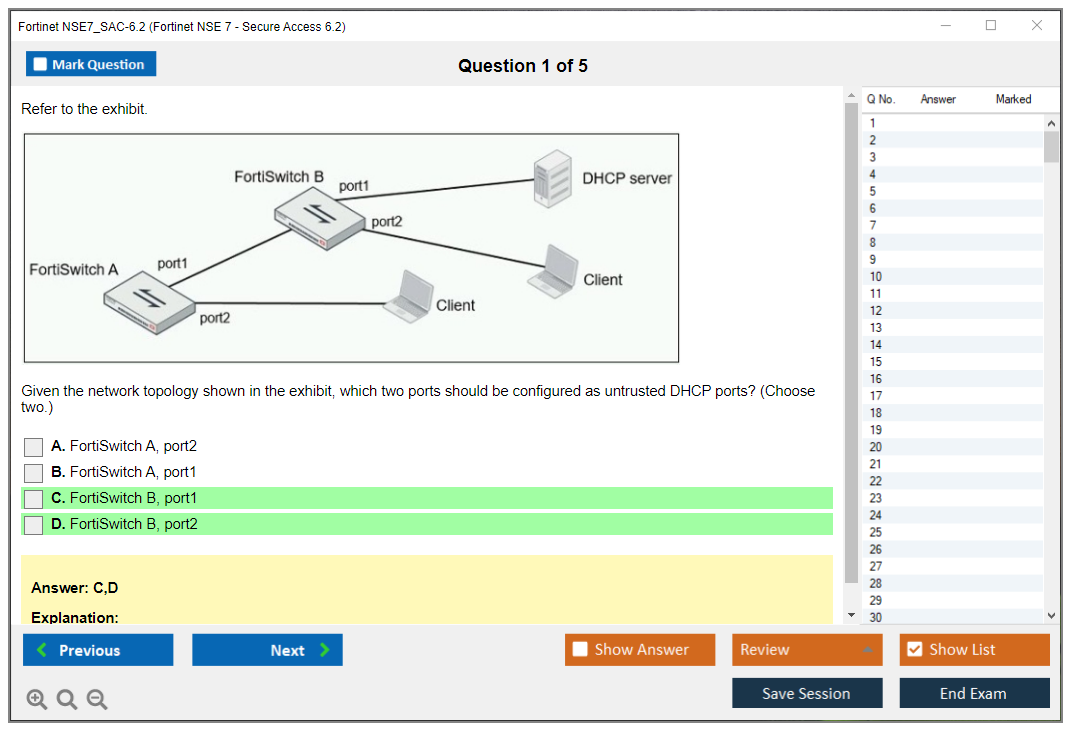 Fortinet NSE7_SAC-6.2 Fortinet NSE 7 - Secure Access 6.2 Practice test exam simulator test engine exam dumps questions answers Image 1