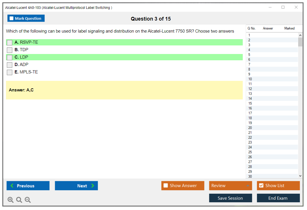 Alcatel-Lucent 4A0-103 Alcatel-Lucent Multi Protocol Label Switching Practice test exam simulator test engine exam dumps questions answers Image 3
