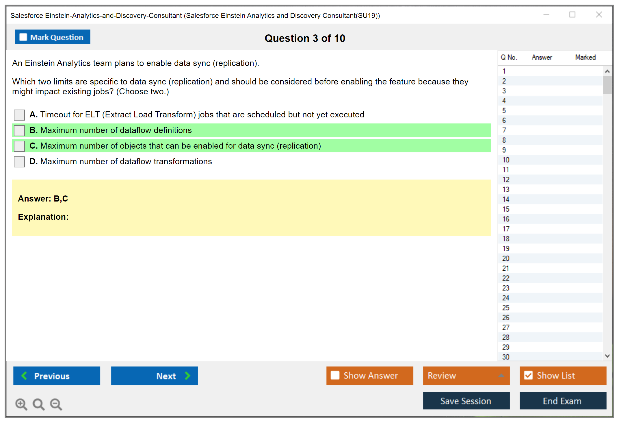 Salesforce Einstein-Analytics-and-Discovery-Consultant Salesforce Einstein Analytics and Discovery Consultant Practice test exam simulator test engine exam dumps questions answers Image 3