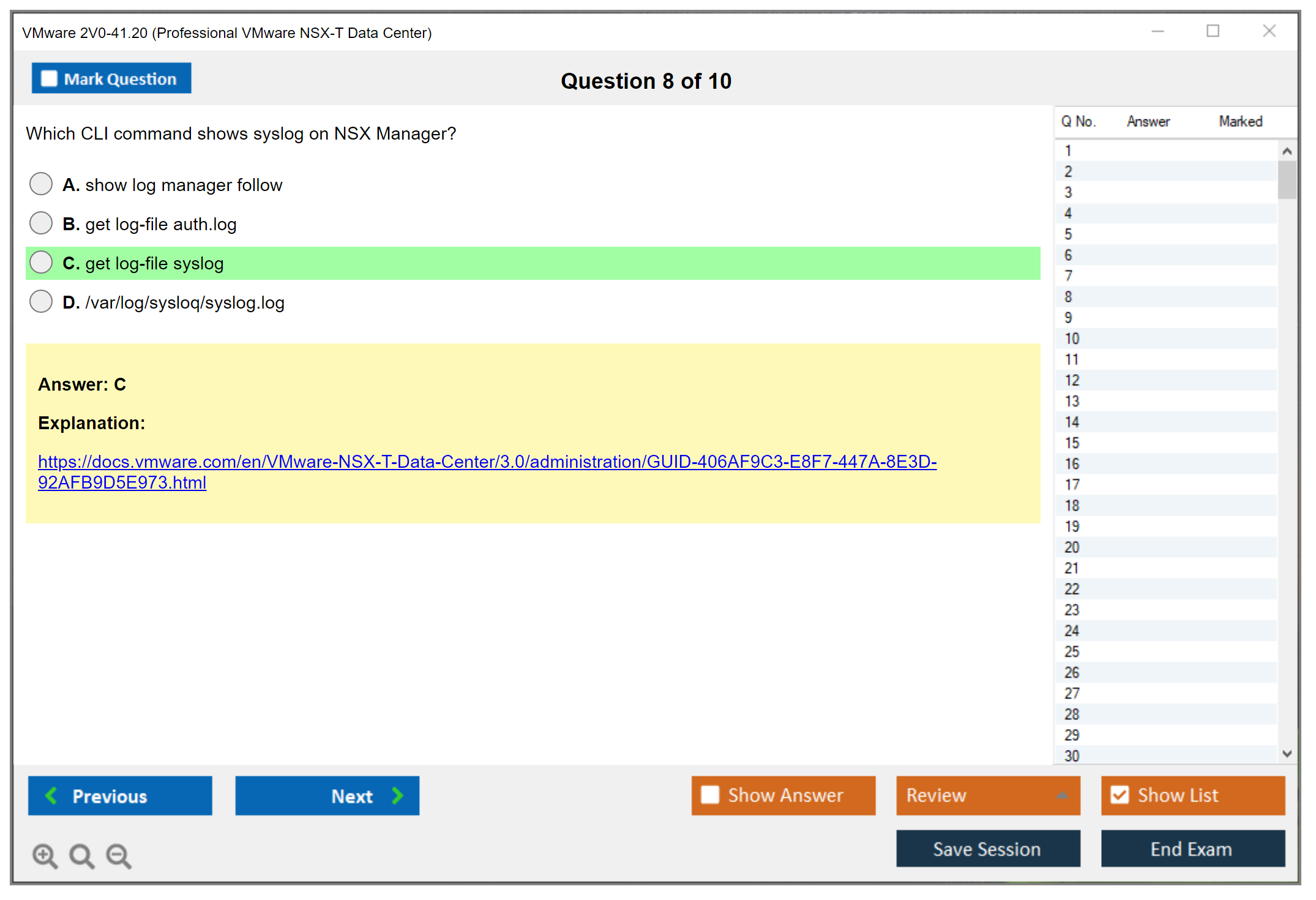 VMware 2V0-41.20 Professional VMware NSX-T Data Center Practice test exam simulator test engine exam dumps questions answers Image 8