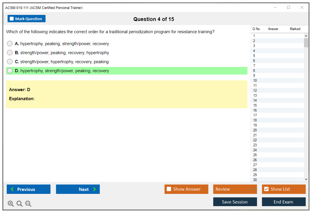 ACSM 010-111 ACSM Certified Personal Trainer Practice test exam simulator test engine exam Prep practice test questions answers Image 4