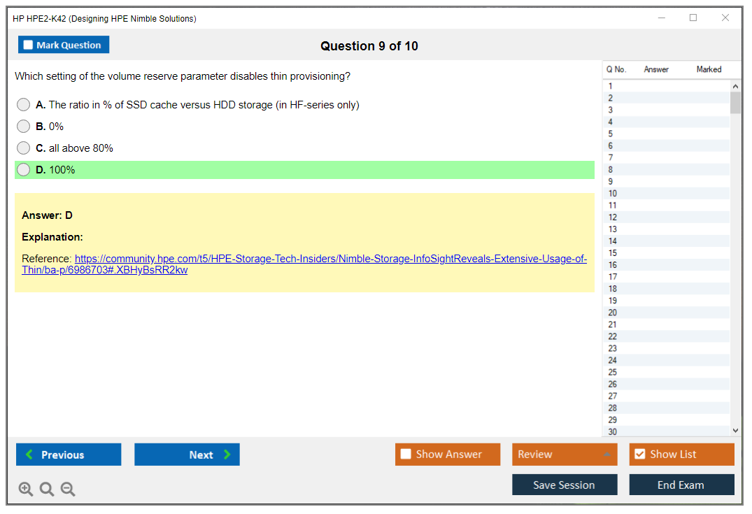 HP HPE2-K42 Designing HPE Nimble Solutions Practice test exam simulator test engine exam dumps questions answers Image 9