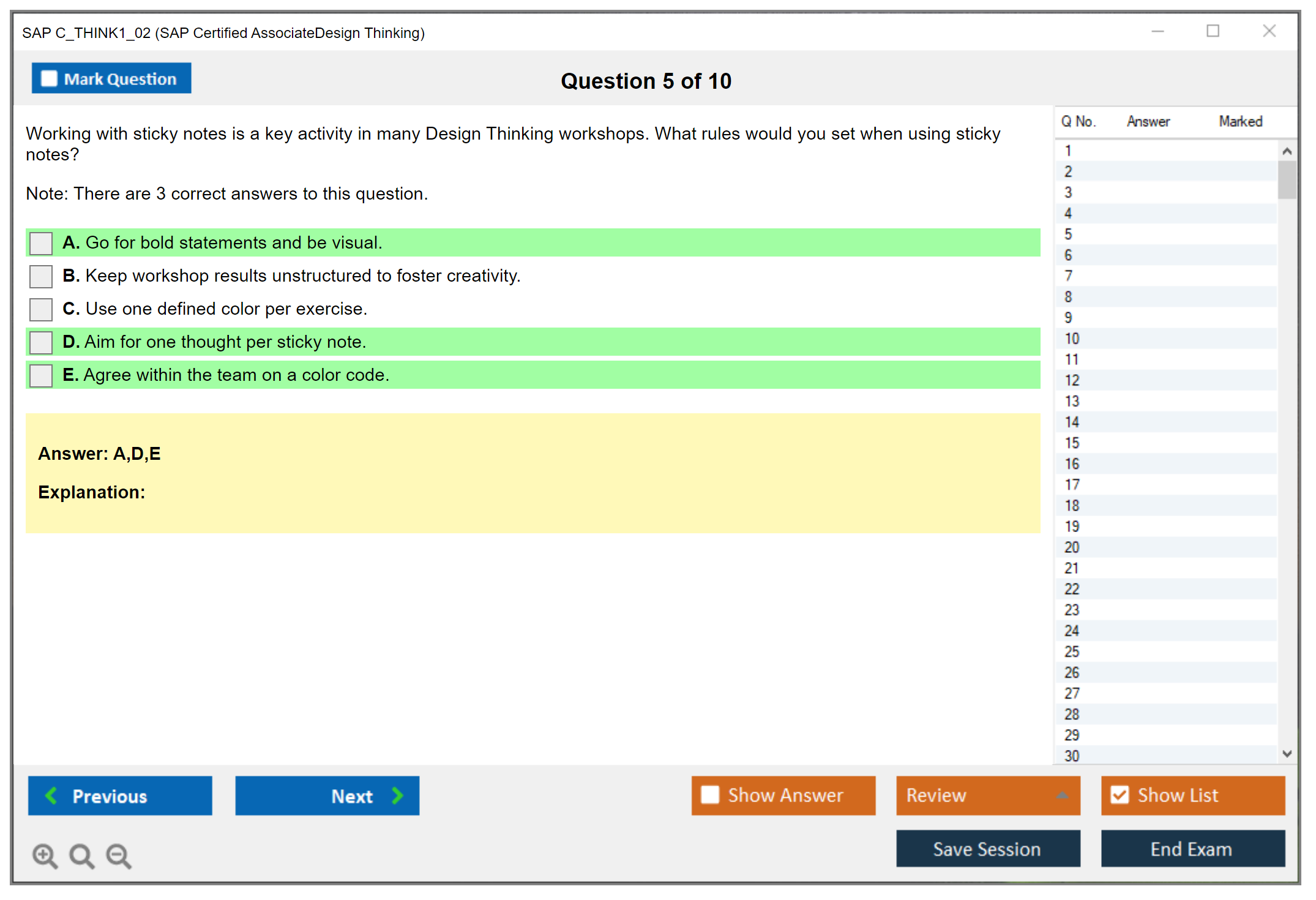 SAP C_THINK1_02 SAP Certified Associate - Design Thinking Practice test exam simulator test engine exam dumps questions answers Image 5