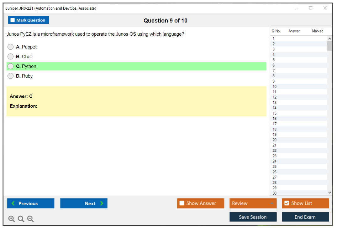 Juniper JN0-221 Automation and DevOps, Associate Practice test exam simulator test engine exam dumps questions answers Image 9