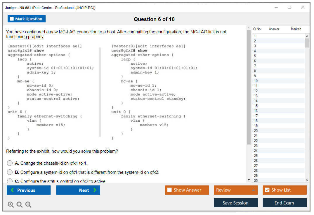 Juniper JN0-681 Data Center - Professional (JNCIP-DC) Practice test exam simulator test engine exam dumps questions answers Image 6