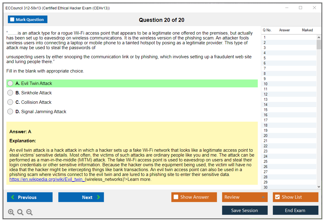 ECCouncil 312-50v13 Certified Ethical Hacker Exam (CEHv13) Practice test exam simulator test engine exam dumps questions answers Image 20