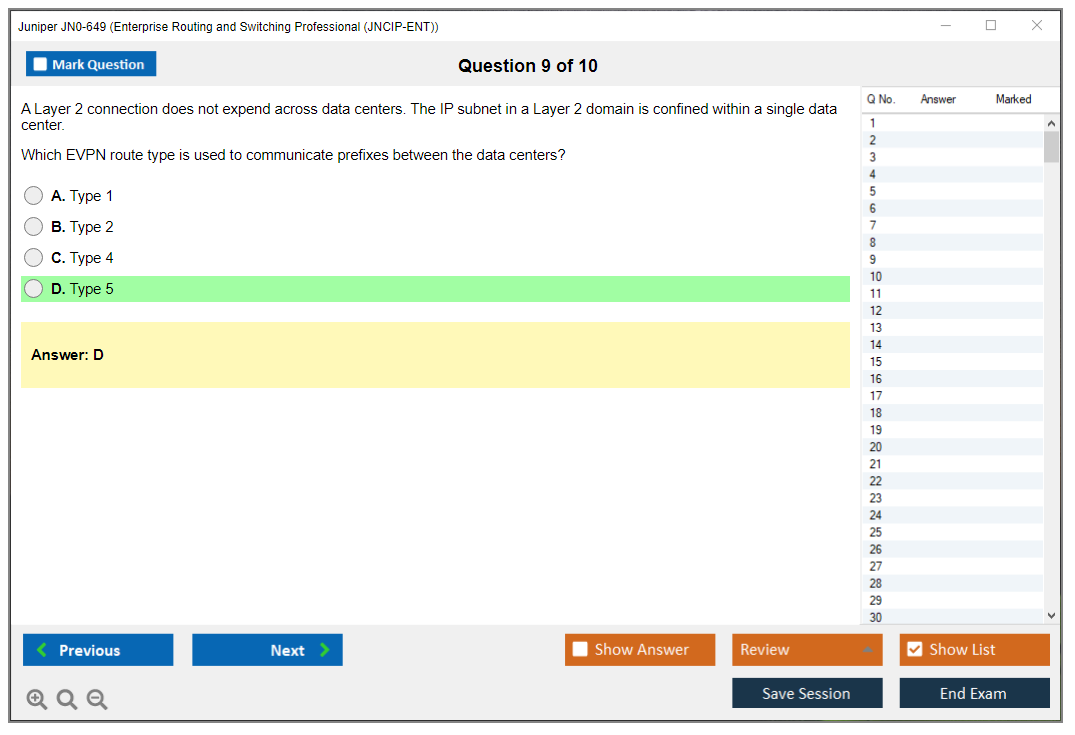 Juniper JN0-649 Enterprise Routing and Switching Professional (JNCIP-ENT) Practice test exam simulator test engine exam dumps questions answers Image 9