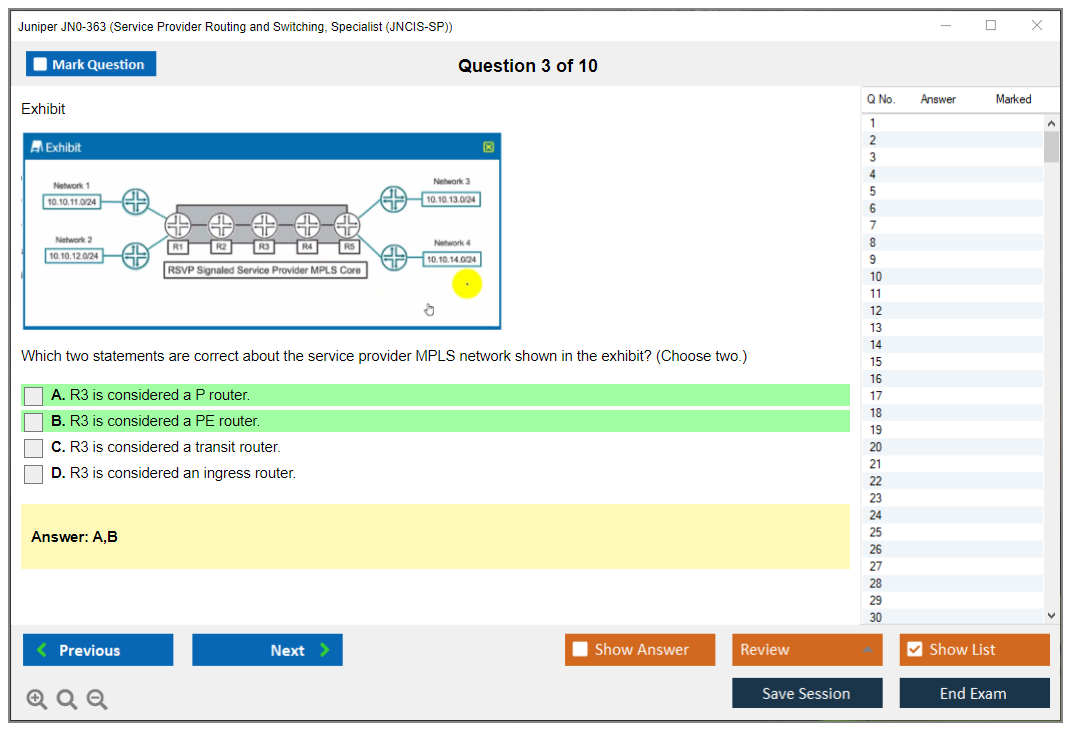 Juniper JN0-363 Service Provider Routing and Switching, Specialist (JNCIS-SP) Practice test exam simulator test engine exam dumps questions answers Image 3