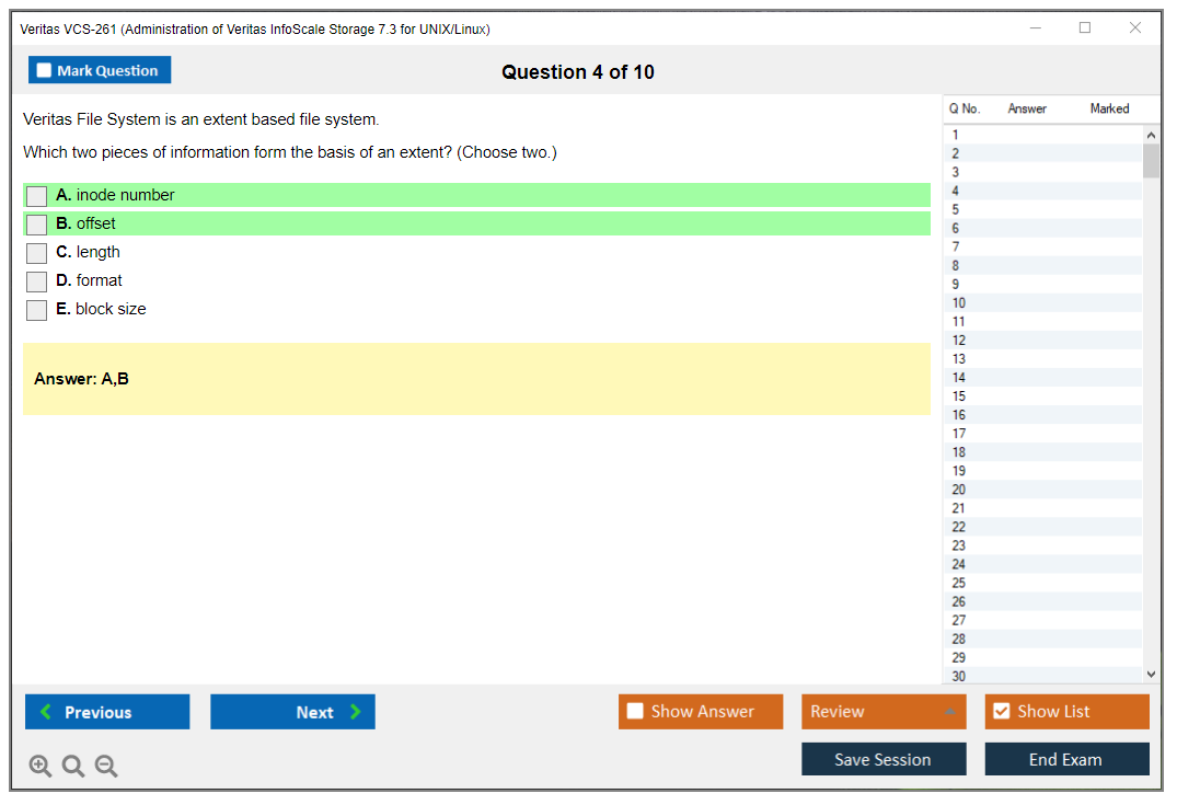 Veritas VCS-261 Administration of Veritas InfoScale Storage 7.3 for UNIX/Linux Practice test exam simulator test engine exam dumps questions answers Image 4