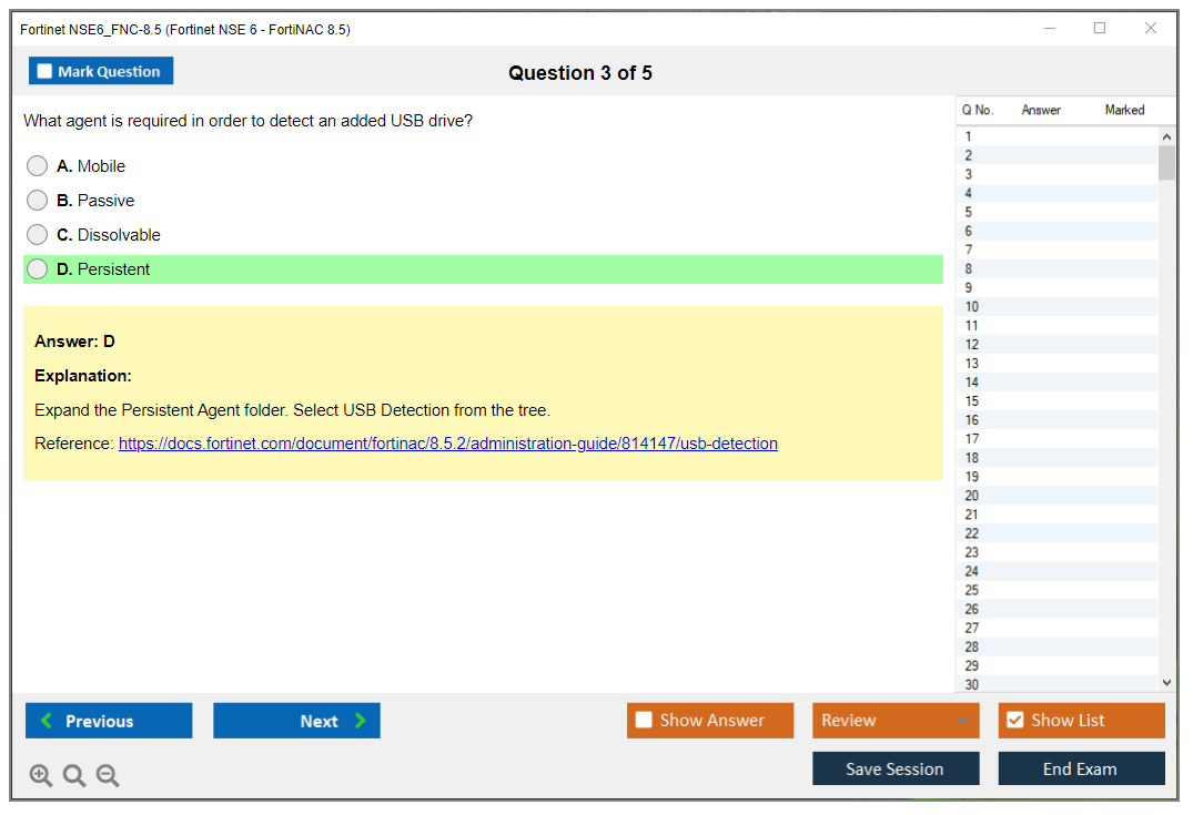 Fortinet NSE6_FNC-8.5 Fortinet NSE 6 - FortiNAC 8.5 Practice test exam simulator test engine exam dumps questions answers Image 3
