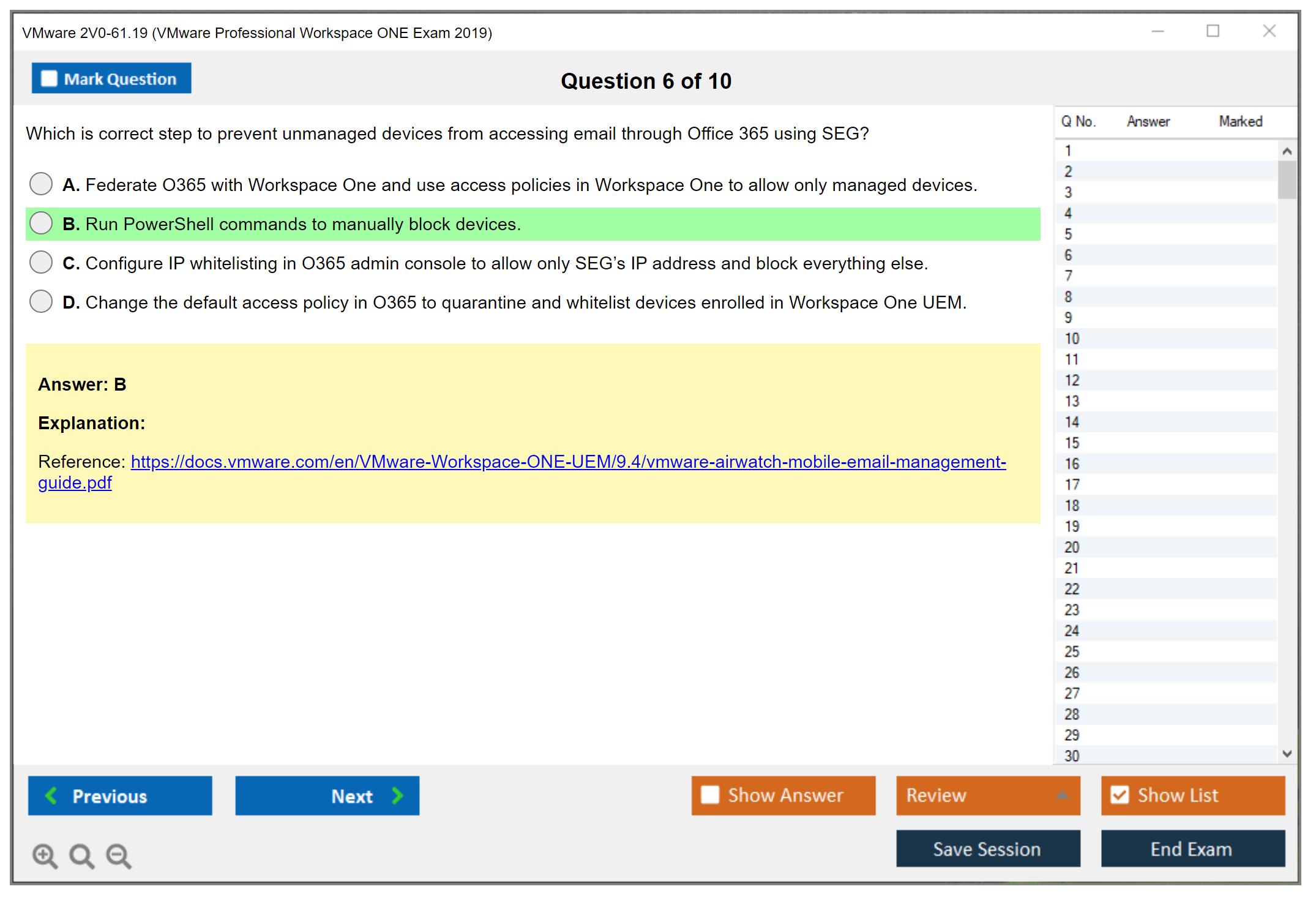 VMware 2V0-61.19 VMware Professional Workspace ONE Exam 2019 Practice test exam simulator test engine exam dumps questions answers Image 6