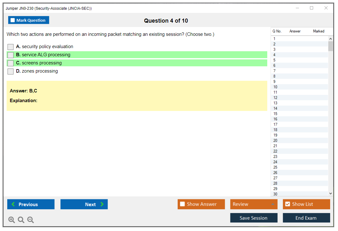 Juniper JN0-230 Security-Associate (JNCIA-SEC) Practice test exam simulator test engine exam dumps questions answers Image 4
