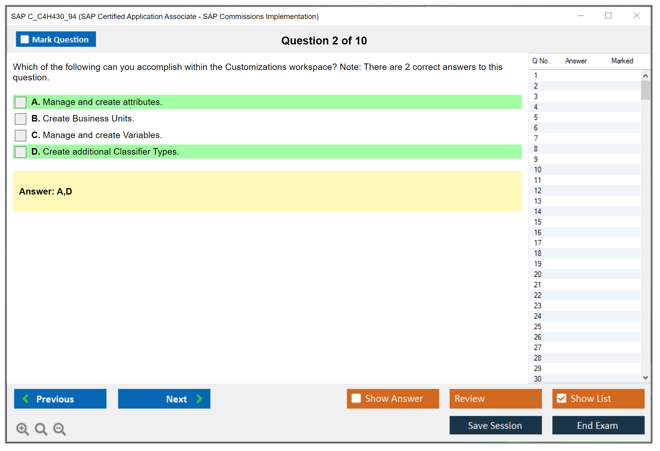 SAP C_C4H430_94 SAP Certified Application Associate - SAP Commissions Implementation Practice test exam simulator test engine exam dumps questions answers Image 2