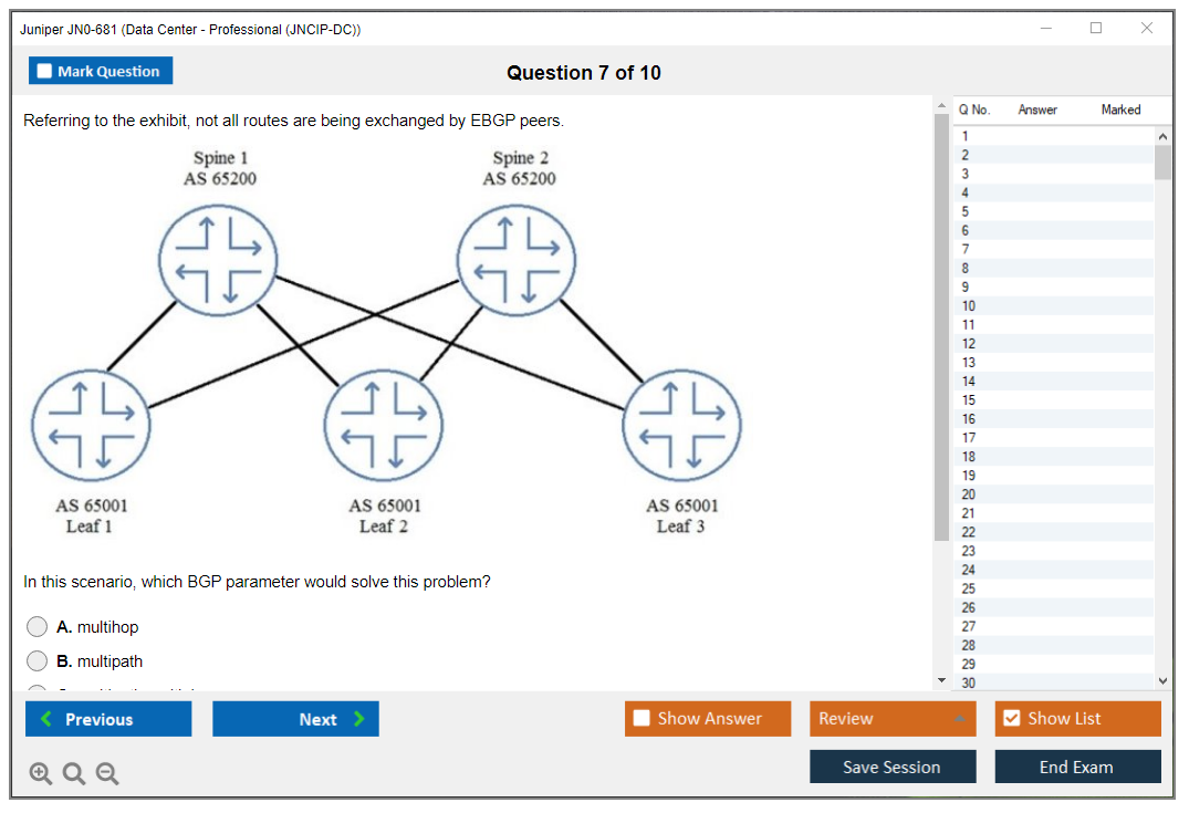 Juniper JN0-681 Data Center - Professional (JNCIP-DC) Practice test exam simulator test engine exam dumps questions answers Image 7