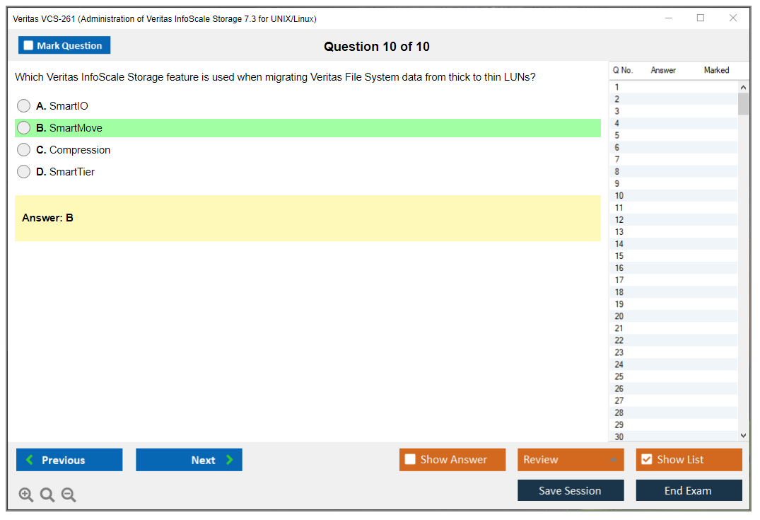 Veritas VCS-261 Administration of Veritas InfoScale Storage 7.3 for UNIX/Linux Practice test exam simulator test engine exam dumps questions answers Image 10