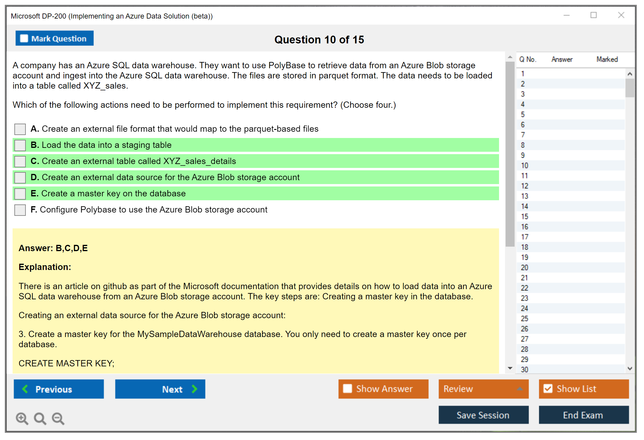 Microsoft DP-200 Implementing an Azure Data Solution  Practice test exam simulator test engine exam dumps questions answers Image 10
