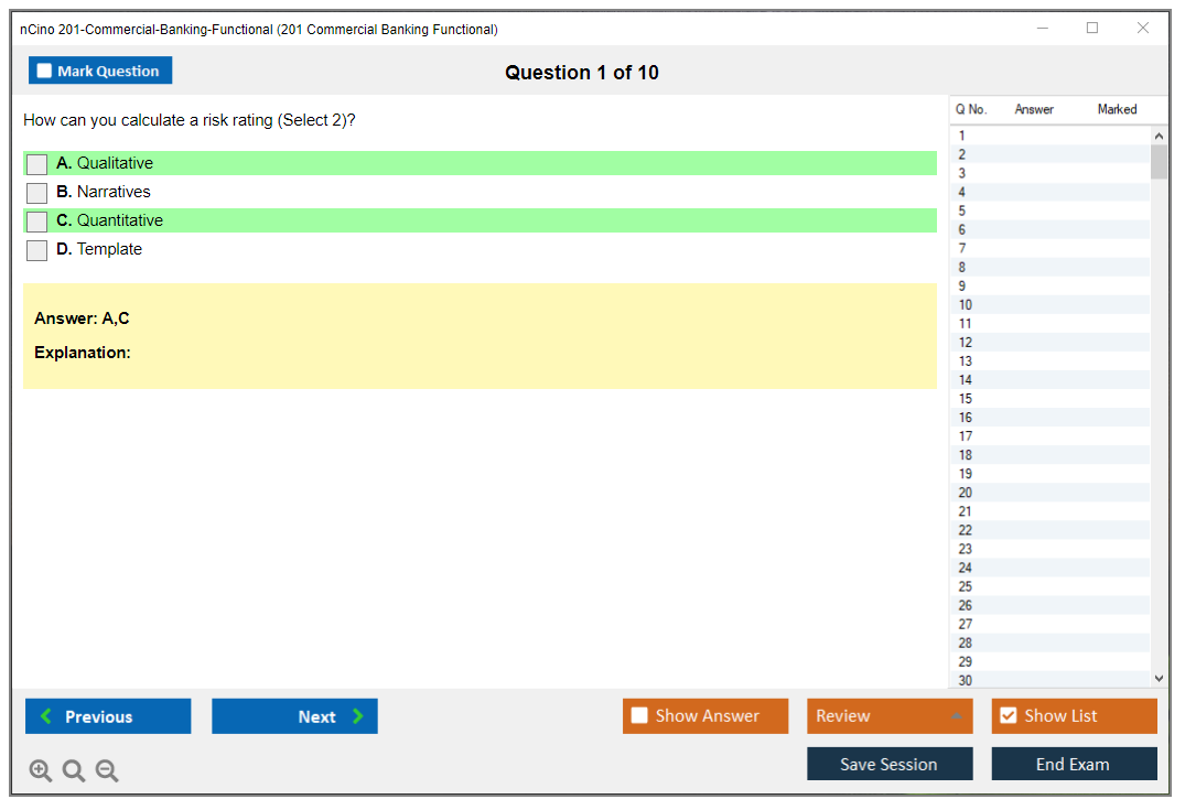 nCino 201-Commercial-Banking-Functional SalesforcenCino 201 Commercial Banking Functional Exam Practice test exam simulator test engine exam dumps questions answers Image 1
