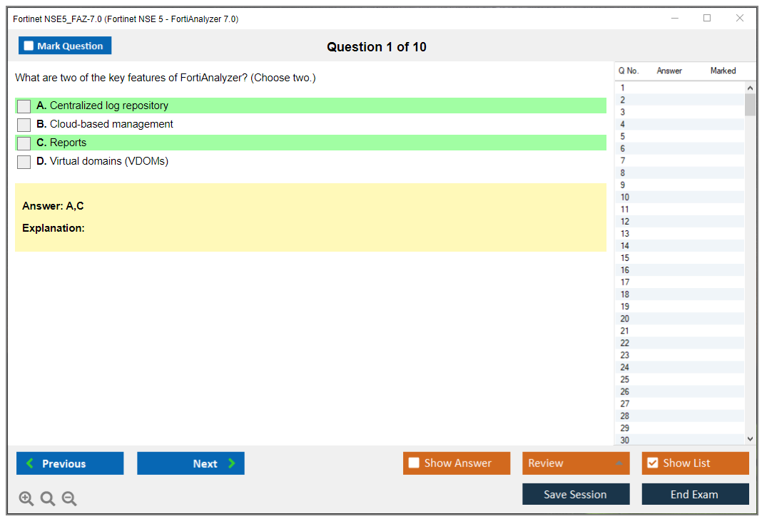 Fortinet NSE5_FAZ-7.0 Fortinet NSE 5 - FortiAnalyzer 7.0 Practice test exam simulator test engine exam dumps questions answers Image 1