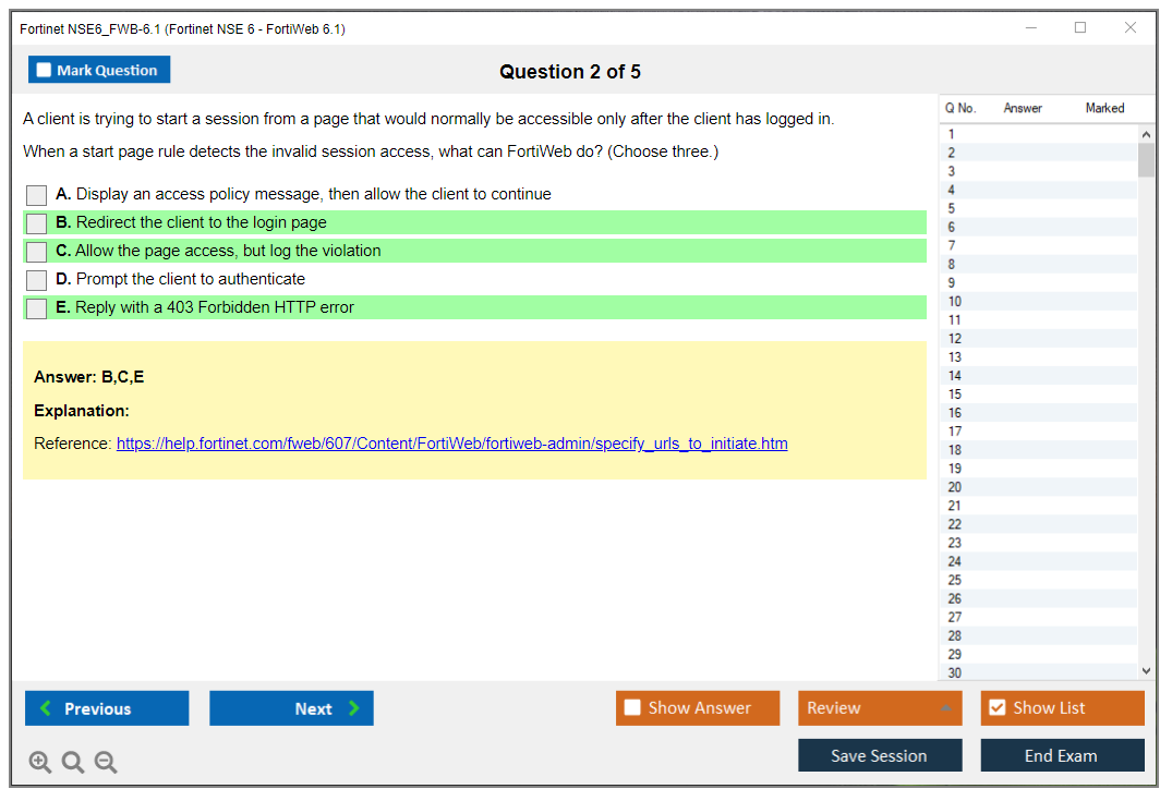 Fortinet NSE6_FWB-6.1 Fortinet NSE 6 - FortiWeb 6.1 Practice test exam simulator test engine exam dumps questions answers Image 2