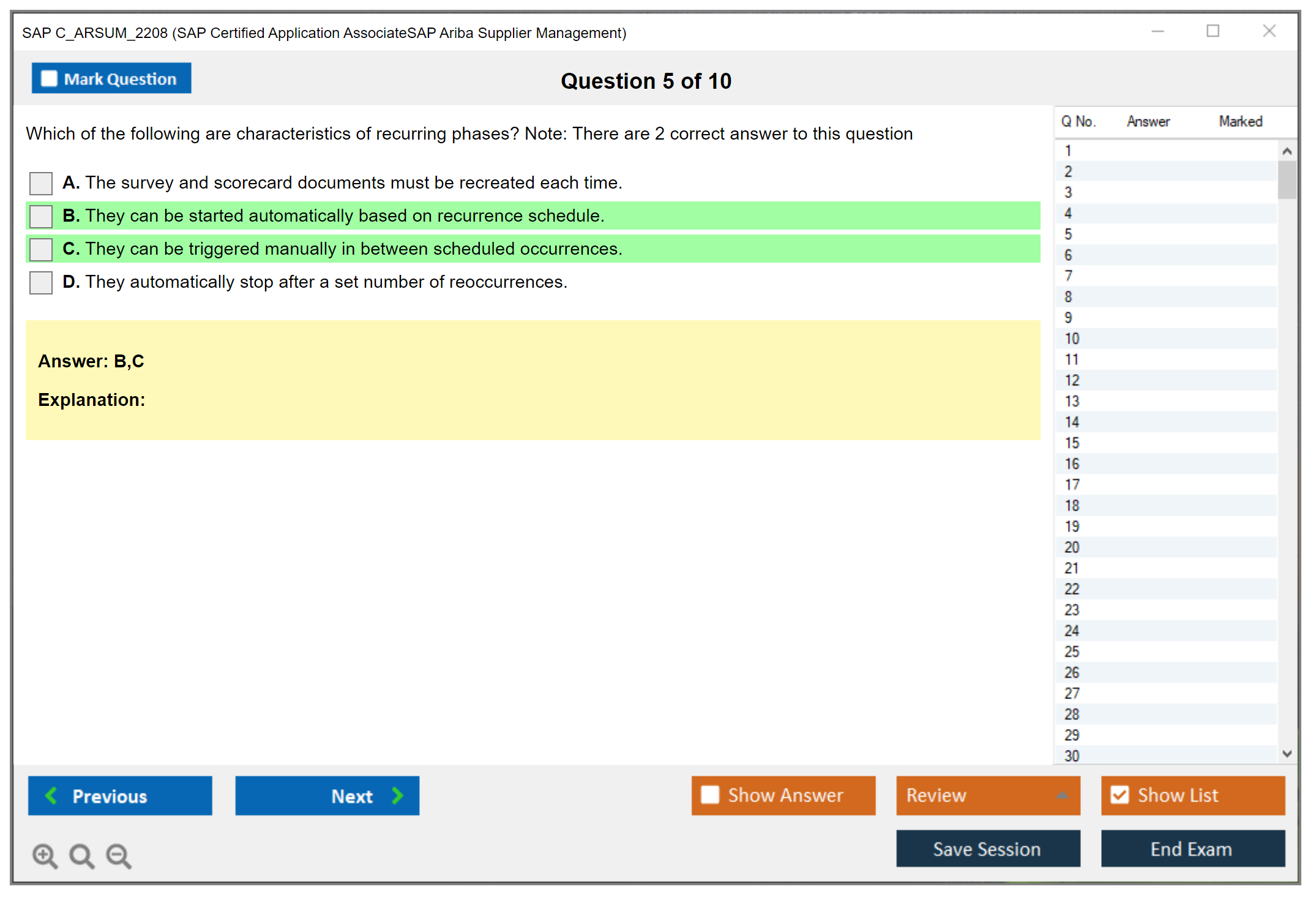 SAP C_ARSUM_2208 SAP Certified Application AssociateSAP Ariba Supplier Management Practice test exam simulator test engine exam dumps questions answers Image 5