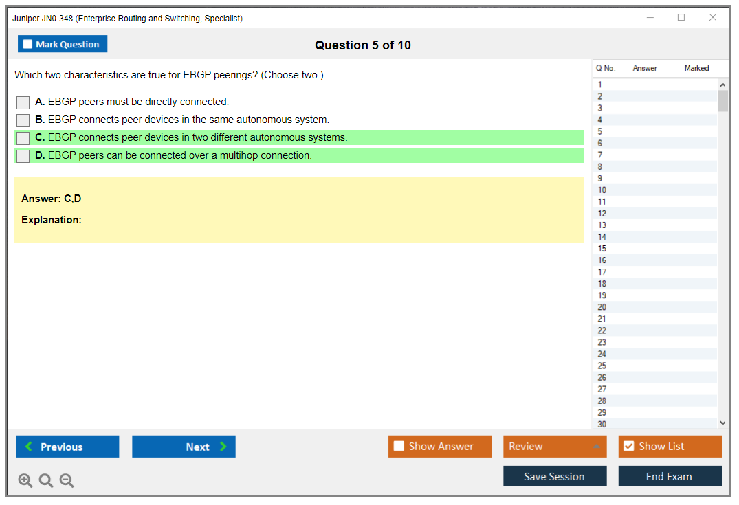 Juniper JN0-348 Enterprise Routing and Switching, Specialist Practice test exam simulator test engine exam dumps questions answers Image 5