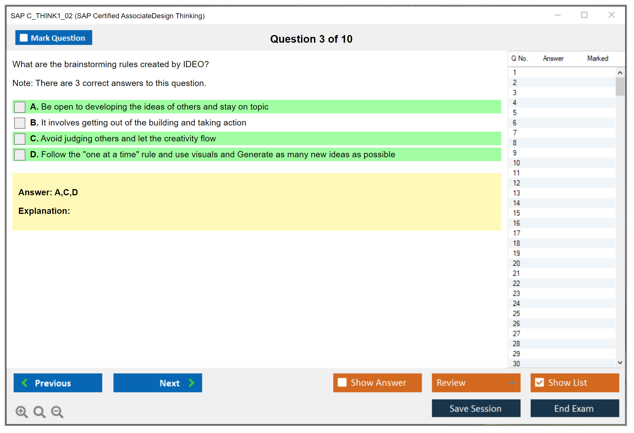 SAP C_THINK1_02 SAP Certified Associate - Design Thinking Practice test exam simulator test engine exam dumps questions answers Image 3