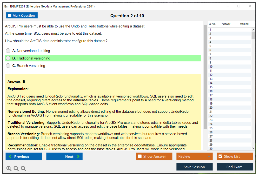 Esri EGMP2201 Enterprise Geodata Management Professional 2201 Practice test exam simulator test engine exam dumps questions answers Image 2