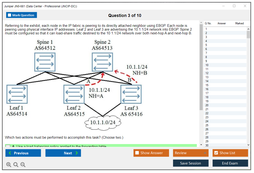 Juniper JN0-681 Data Center - Professional (JNCIP-DC) Practice test exam simulator test engine exam dumps questions answers Image 3