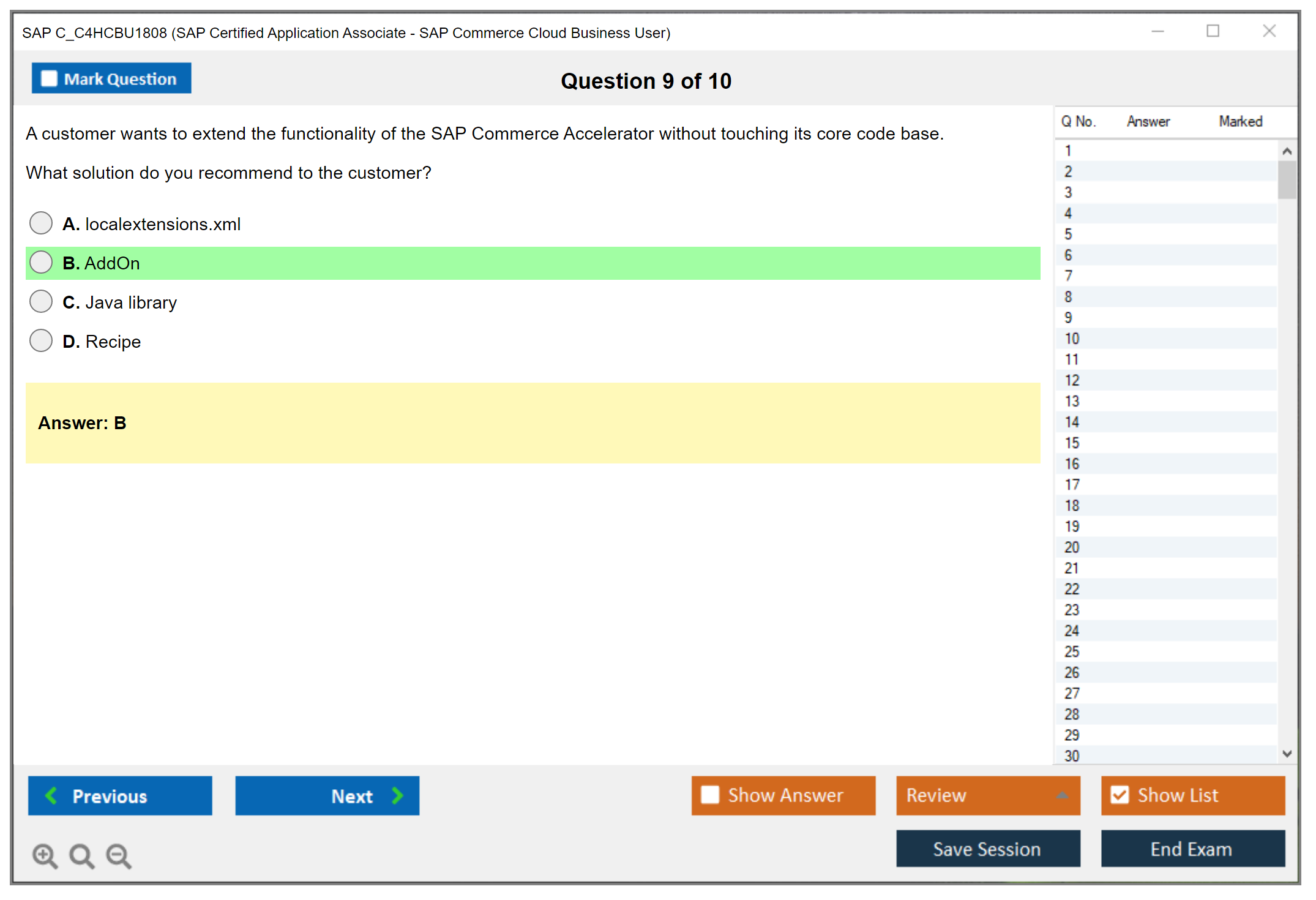 SAP C_C4HCBU1808 SAP Certified Application Associate - SAP Commerce Cloud Business User Practice test exam simulator test engine exam dumps questions answers Image 9