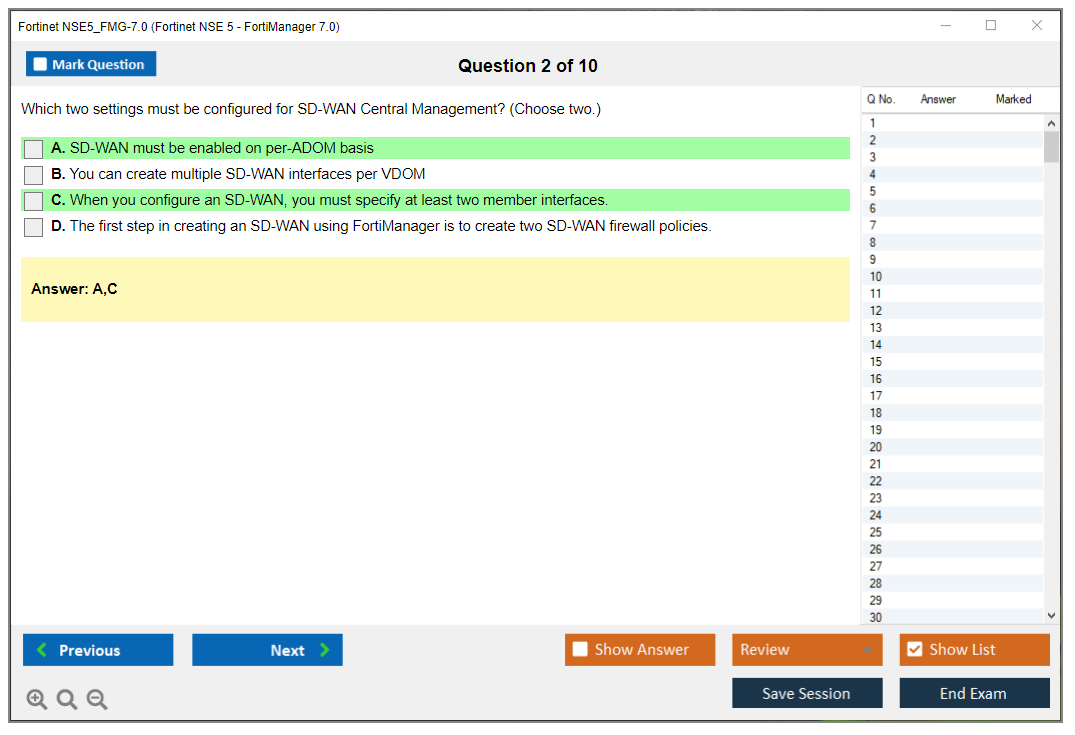 Fortinet NSE5_FMG-7.0 Fortinet NSE 5 - FortiManager 7.0 Practice test exam simulator test engine exam dumps questions answers Image 2