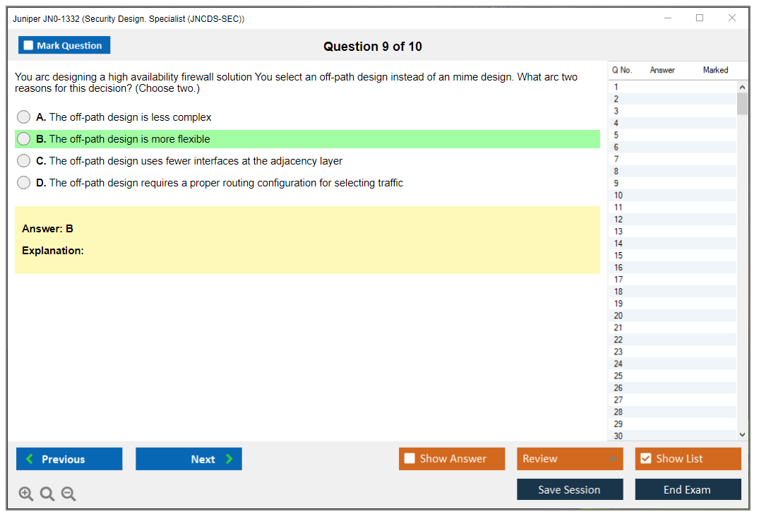 Juniper JN0-1332 Security Design. Specialist (JNCDS-SEC) Practice test exam simulator test engine exam dumps questions answers Image 9