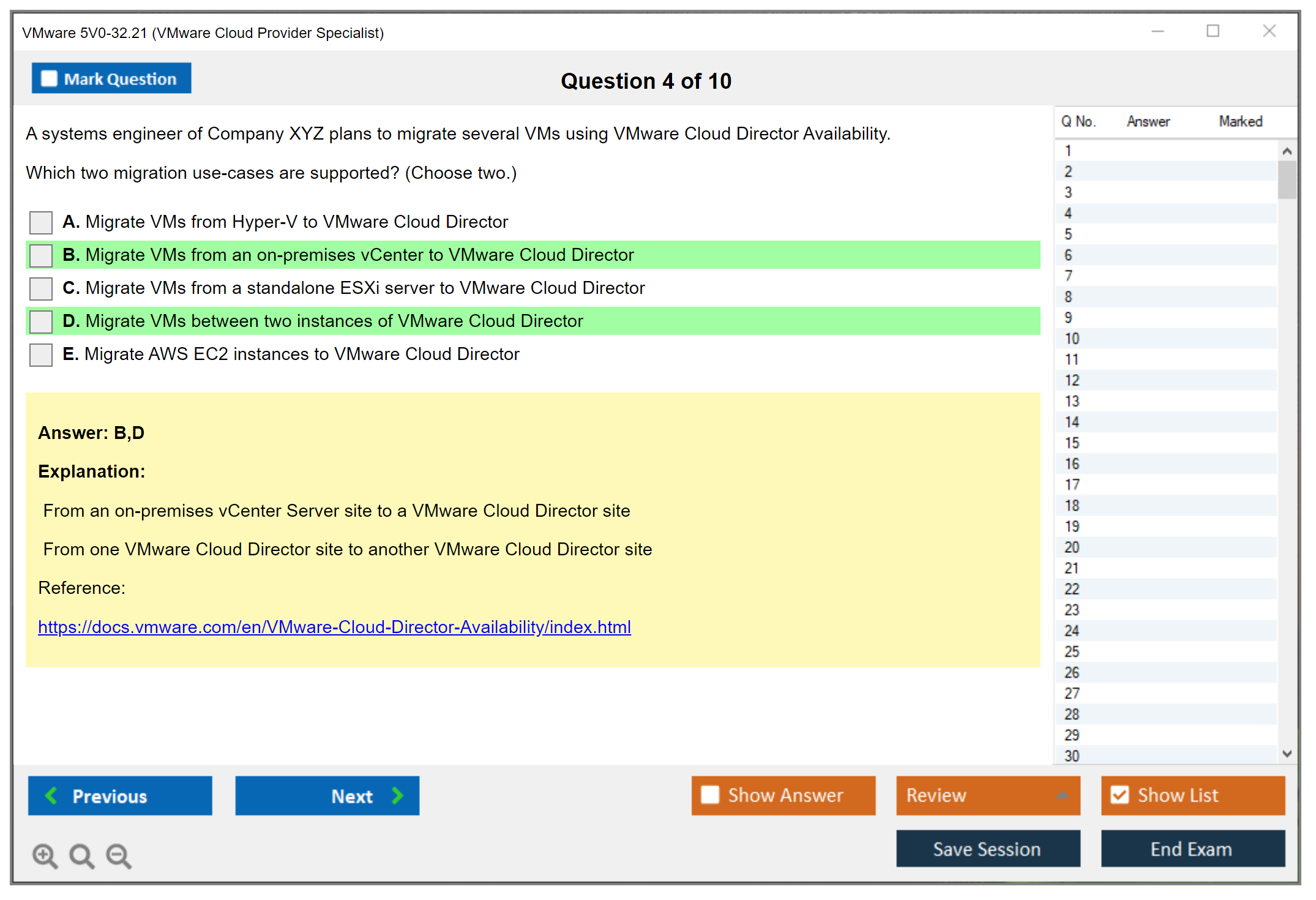 VMware 5V0-32.21 VMware Cloud Provider Specialist Practice test exam simulator test engine exam dumps questions answers Image 4