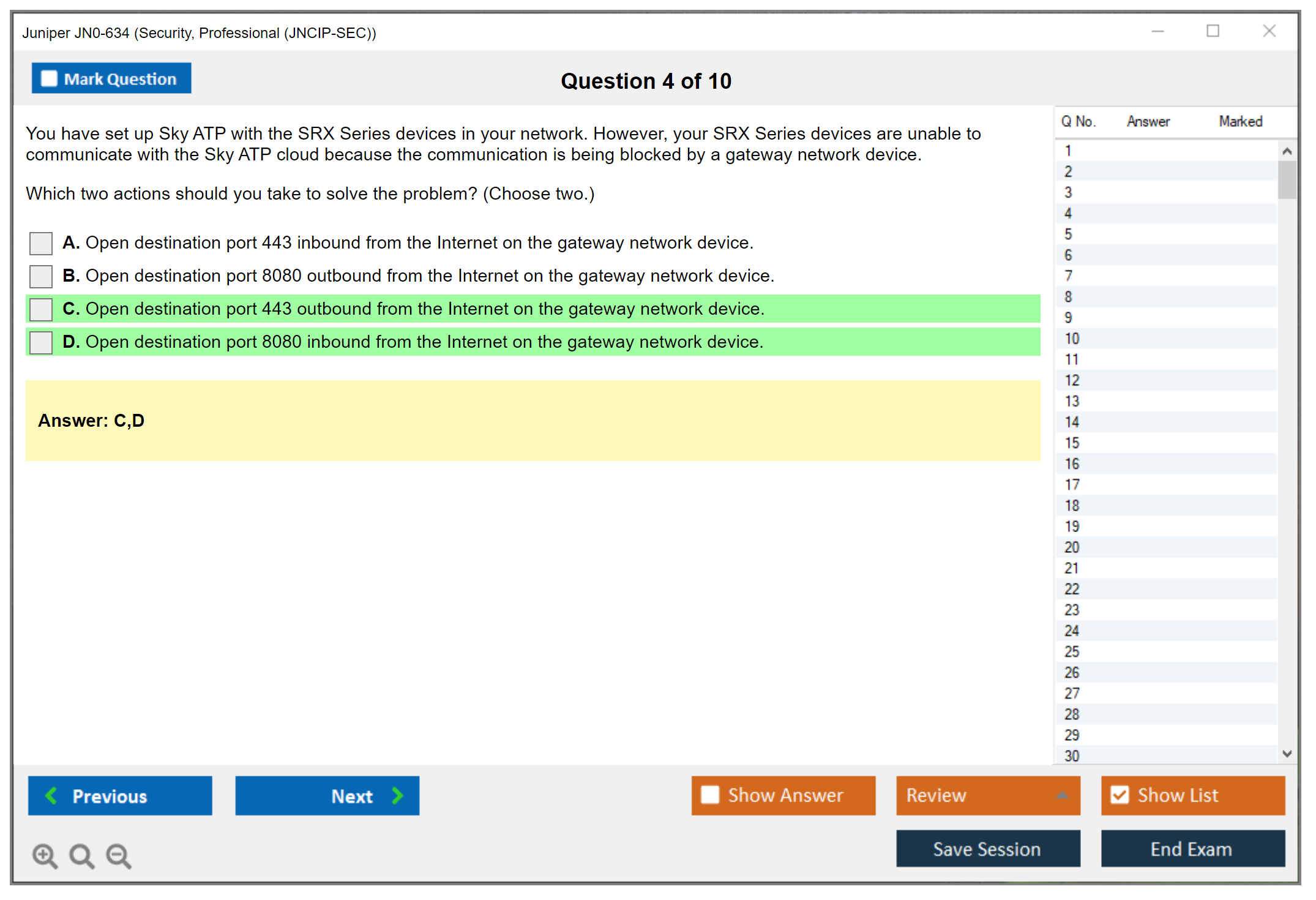 Juniper JN0-634 Security, Professional (JNCIP-SEC) Practice test exam simulator test engine exam dumps questions answers Image 4