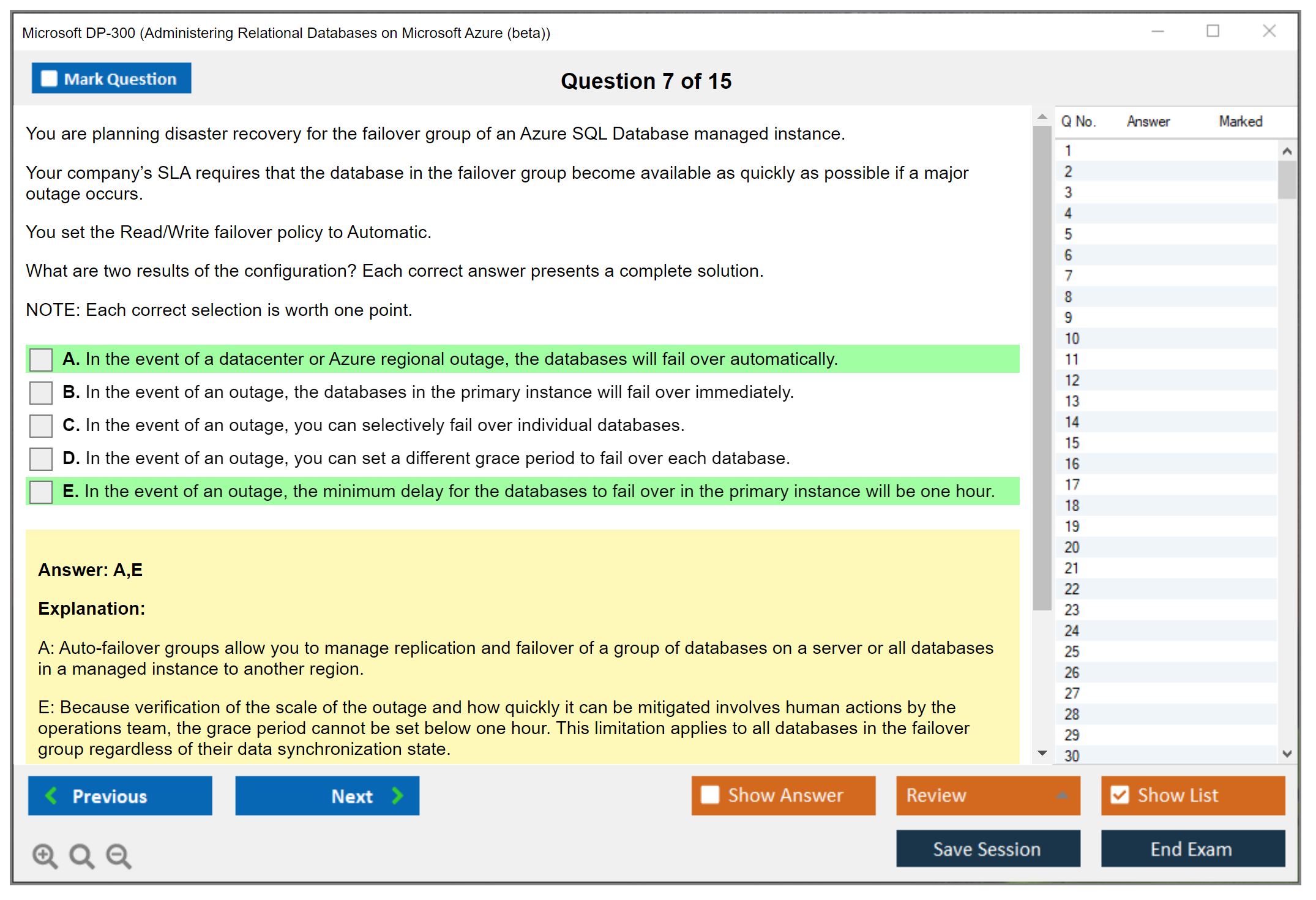 Microsoft DP-300 Administering Relational Databases on Microsoft Azure Practice test exam simulator test engine exam dumps questions answers Image 7