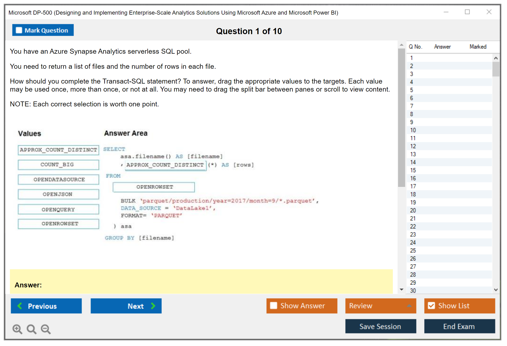 Microsoft DP-500 Designing and Implementing Enterprise-Scale Analytics Solutions Using Microsoft Azure and Microsoft Power BI Practice test exam simulator test engine exam Prep practice test questions answers Image 1