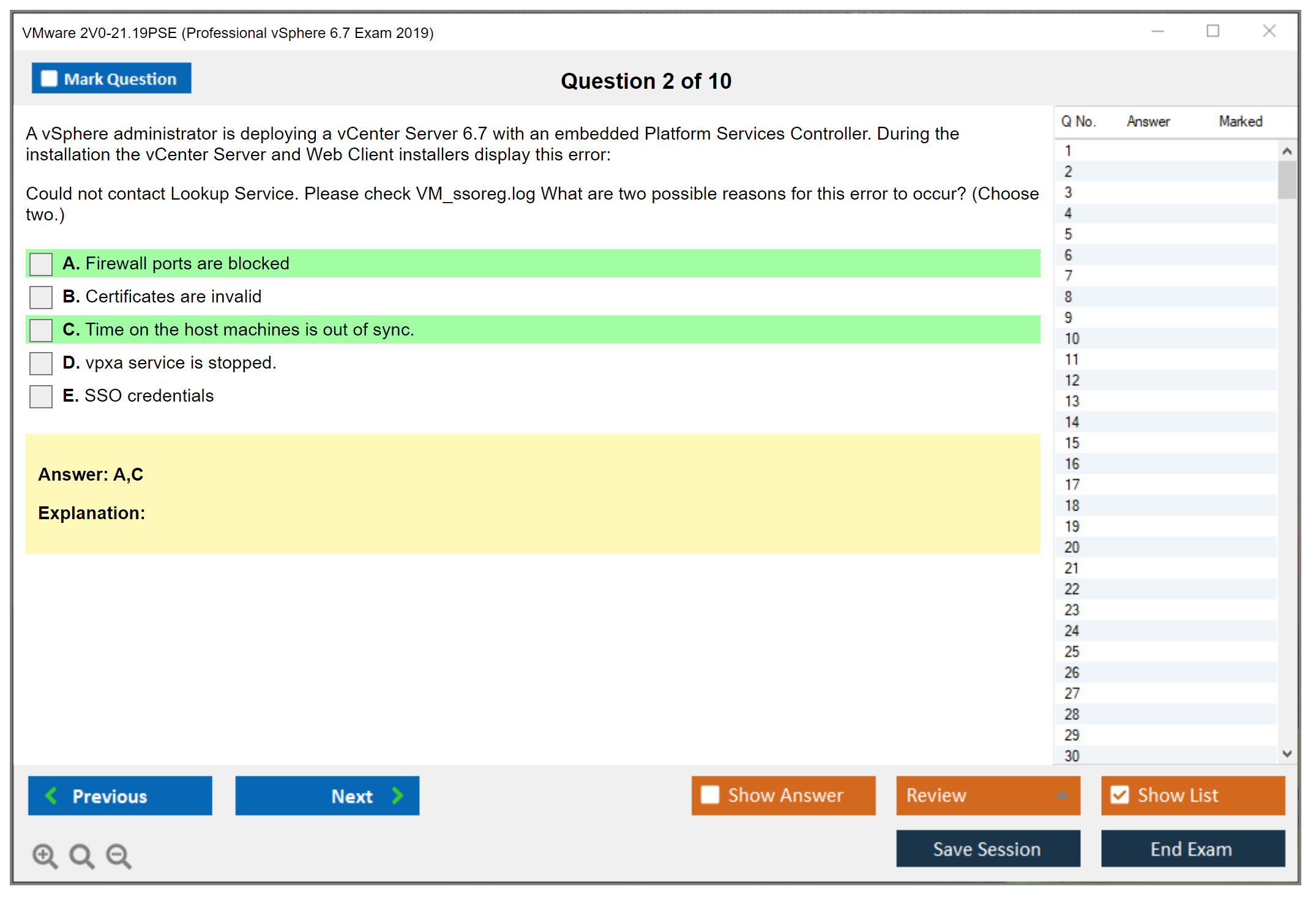 VMware 2V0-21.19PSE Professional vSphere 6.7 Exam 2019 Practice test exam simulator test engine exam dumps questions answers Image 2