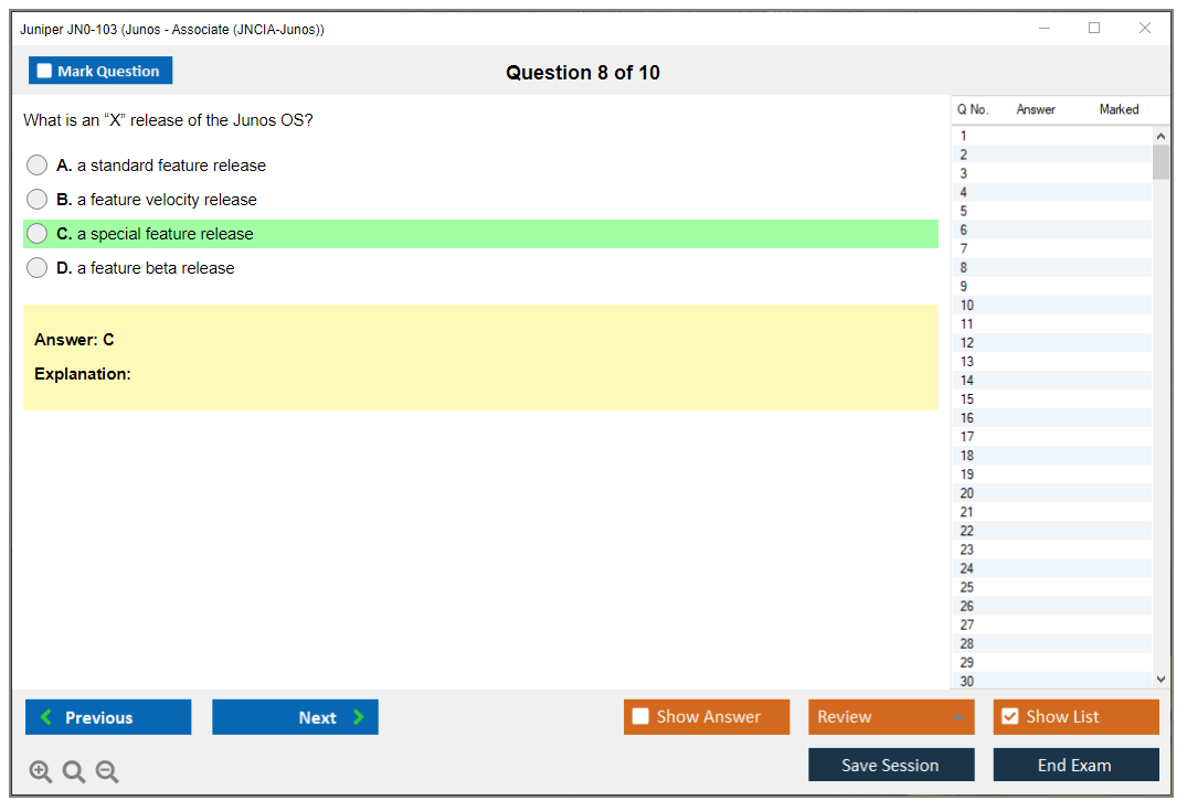 Juniper JN0-103 Junos - Associate (JNCIA-Junos) Practice test exam simulator test engine exam dumps questions answers Image 8