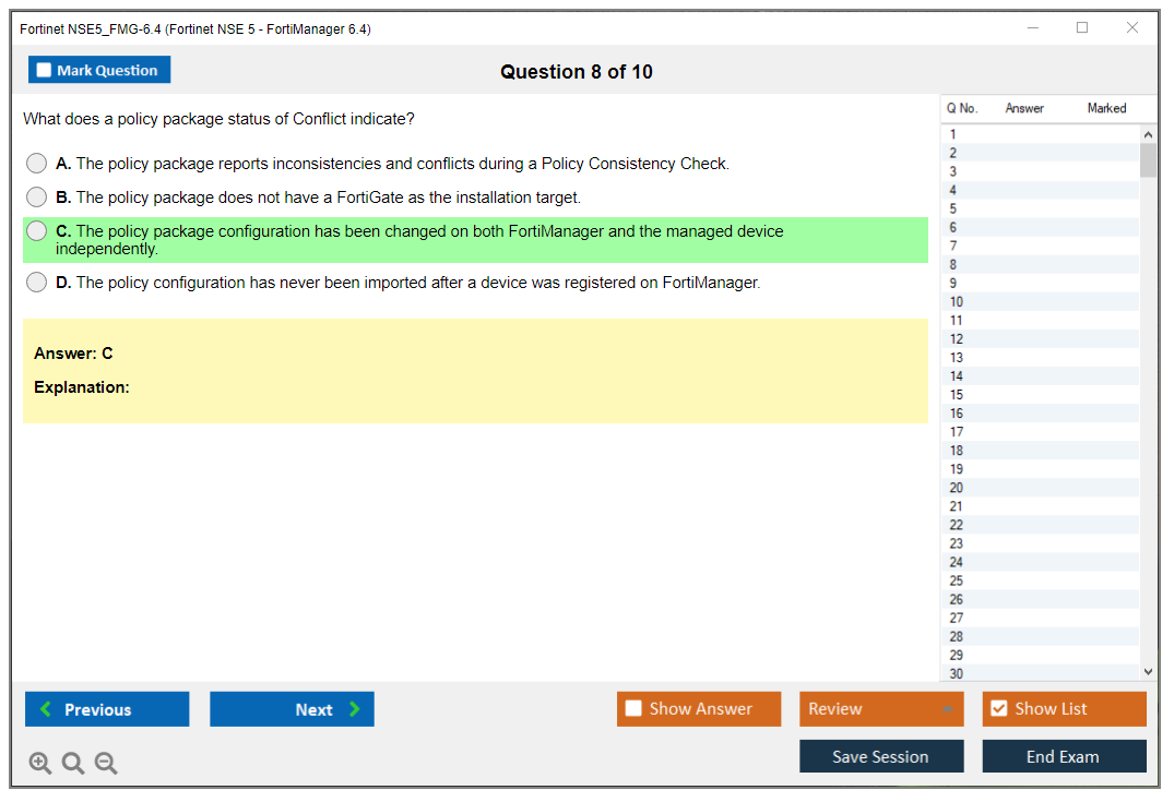 Fortinet NSE5_FMG-6.4 Fortinet NSE 5 - FortiManager 6.4 Practice test exam simulator test engine exam dumps questions answers Image 8