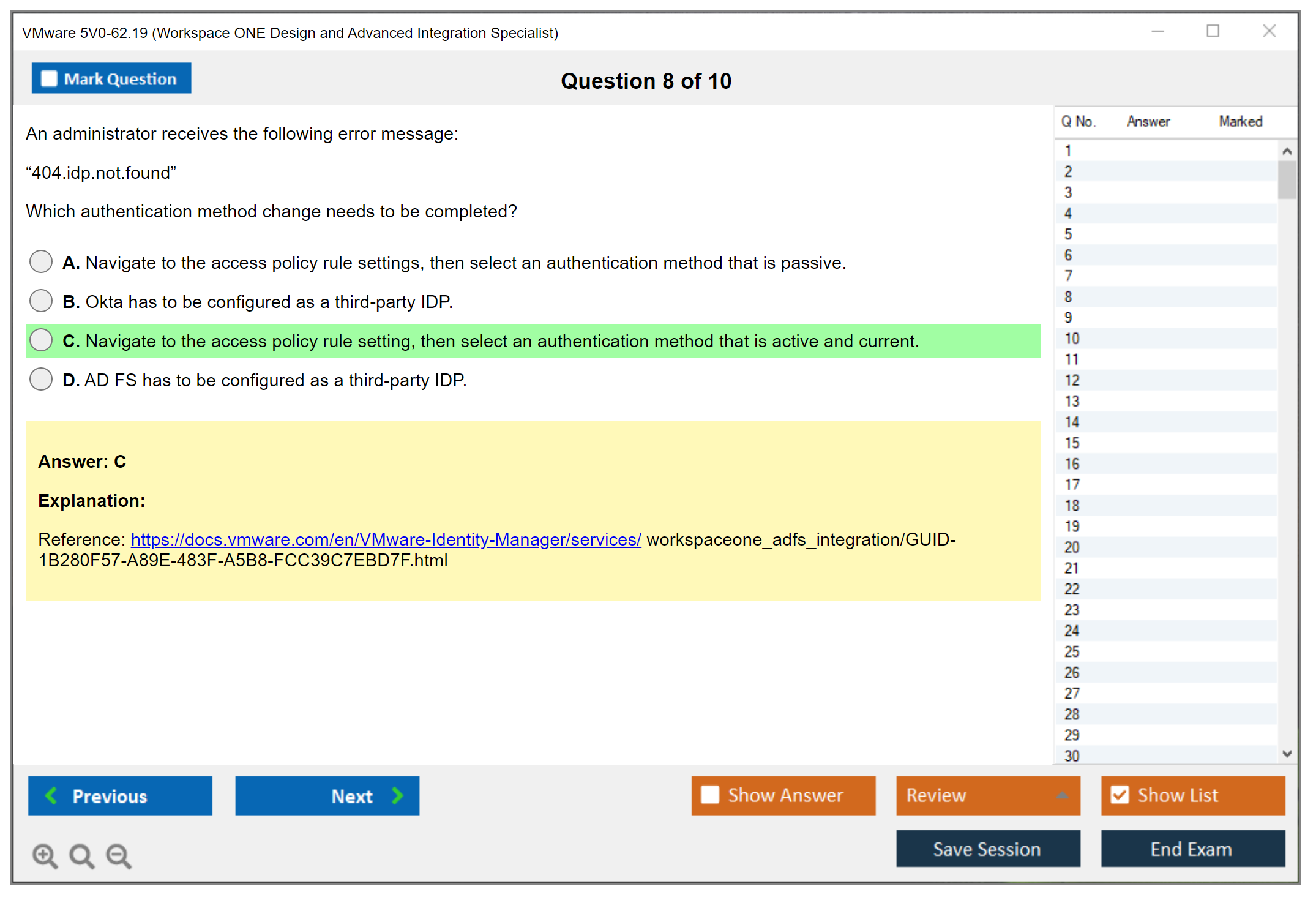VMware 5V0-62.19 Workspace ONE Design and Advanced Integration Specialist Practice test exam simulator test engine exam dumps questions answers Image 8