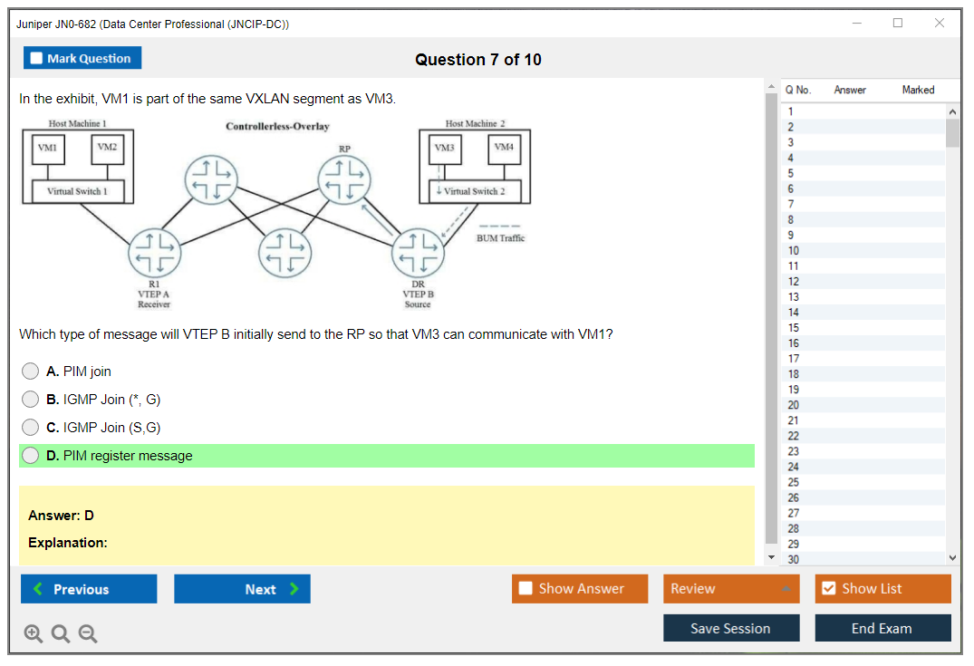 Juniper JN0-682 Data Center Professional (JNCIP-DC) Practice test exam simulator test engine exam dumps questions answers Image 7