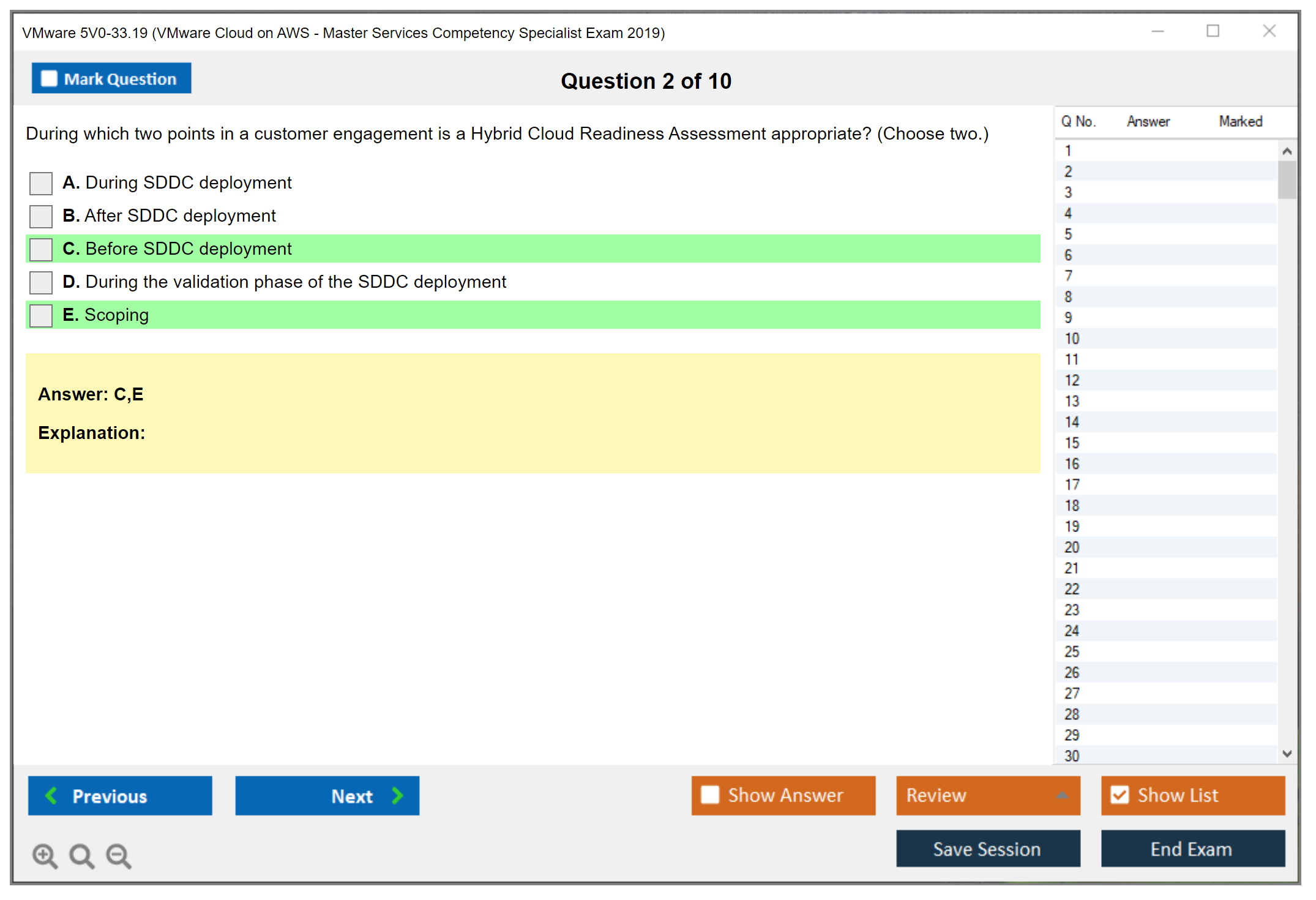VMware 5V0-33.19 VMware Cloud on AWS - Master Services Competency Specialist Exam 2019 Practice test exam simulator test engine exam dumps questions answers Image 2