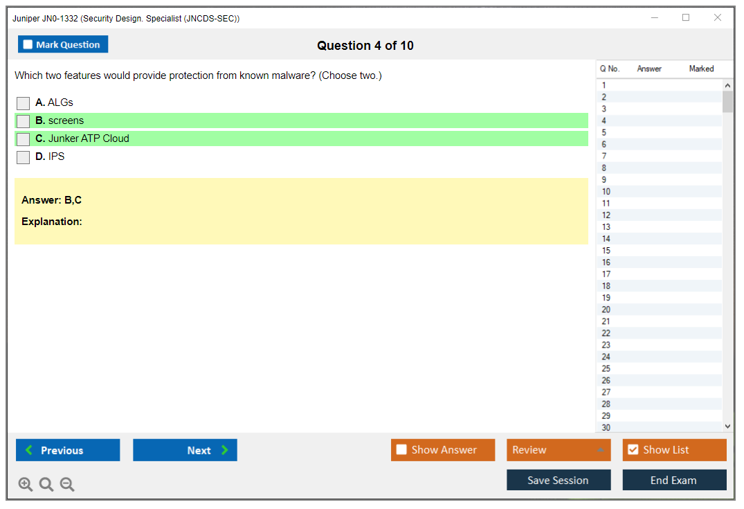 Juniper JN0-1332 Security Design. Specialist (JNCDS-SEC) Practice test exam simulator test engine exam dumps questions answers Image 4